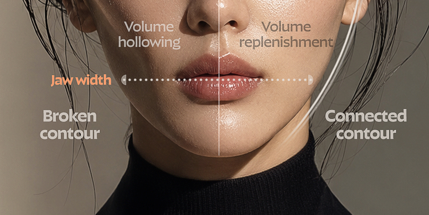 Lateral cheek and chin face design case